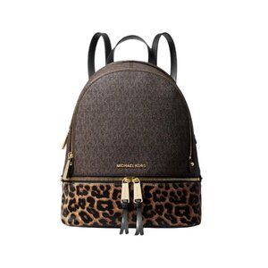New Michael Kors Medium Backpack in Cheetah Haircalf Leopard Print with Logo